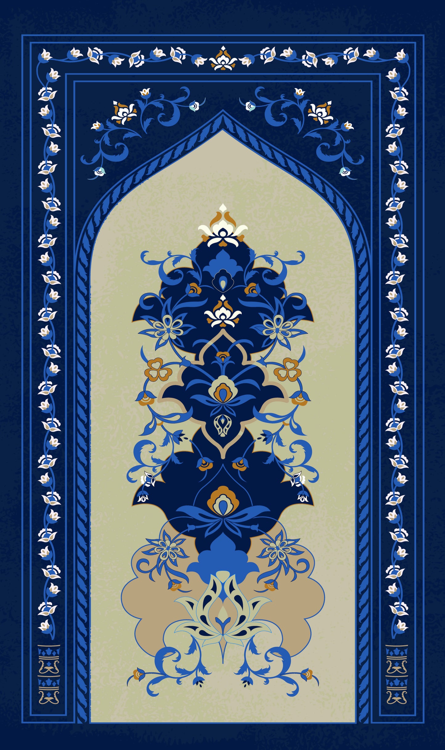 Comfort Prayer Mat "Firdaus (فردوس)" In Navy Blue - سجاده صلاه مبطنه